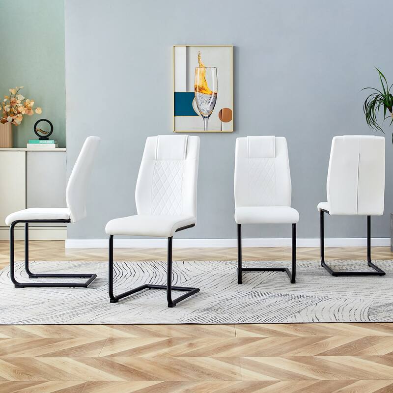 Modern dining room chairs, and golden leg cushioned chairs made of artificial leather, suitable for kitchens Set of 4