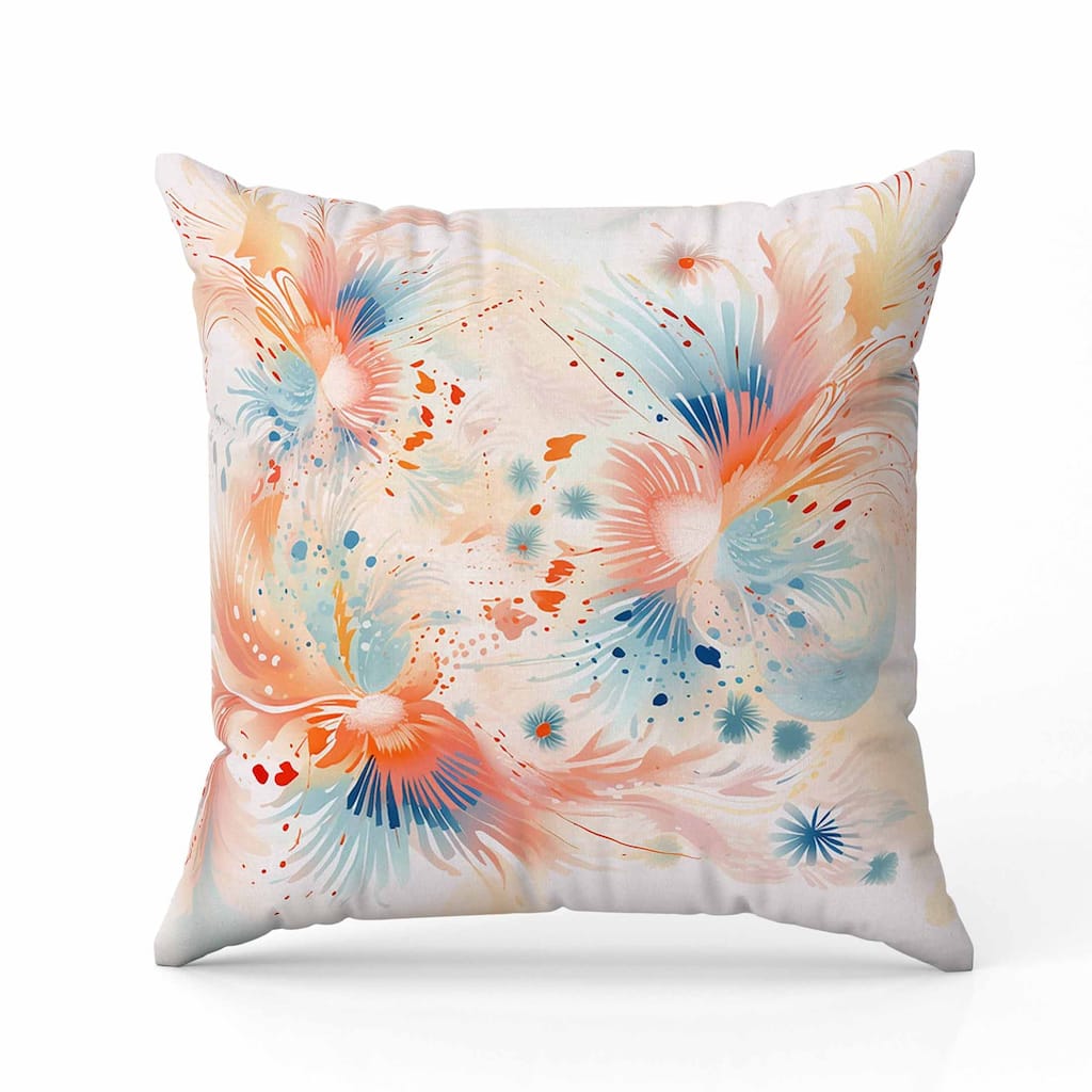 Vibrant Brushstrokes Indoor/Outdoor Reversible Throw Pillow Pink and Orange