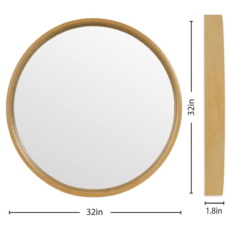 Classic Wooden Frame Farmhouse Round Wall Mirror