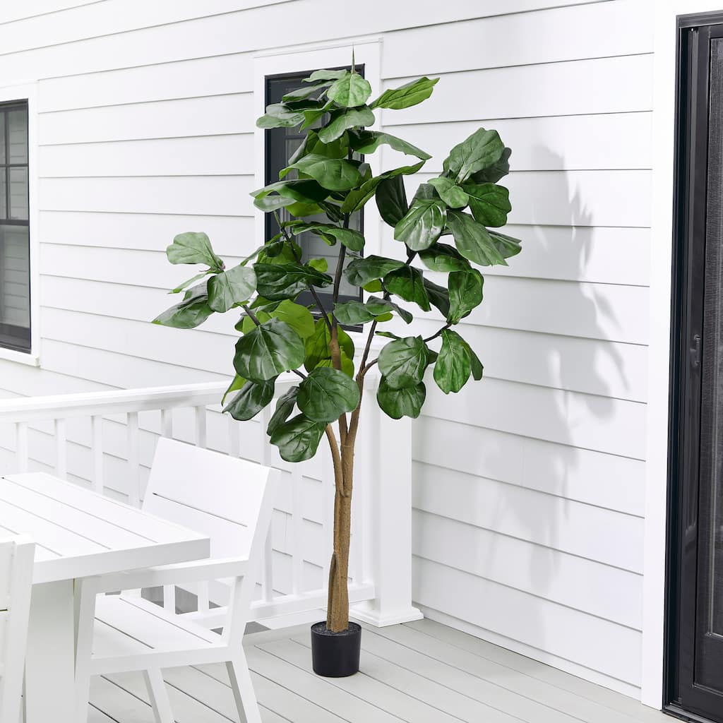 7' Uv Potted Fiddle Leaf Fig Tree