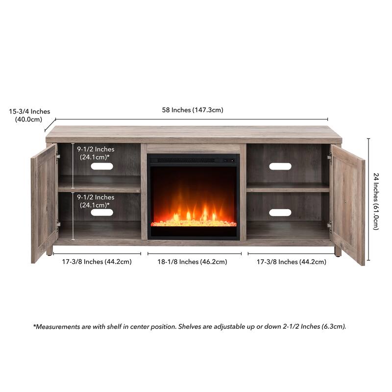 Granger 58" TV Stand with Crystal Fireplace Insert