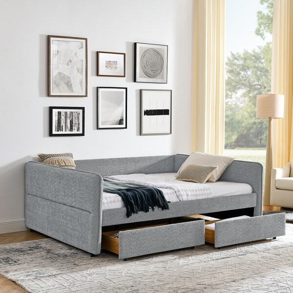 Velvet Queen Daybed with Storage Drawers and Stylish Backrest Bed Bath Beyond 42095346