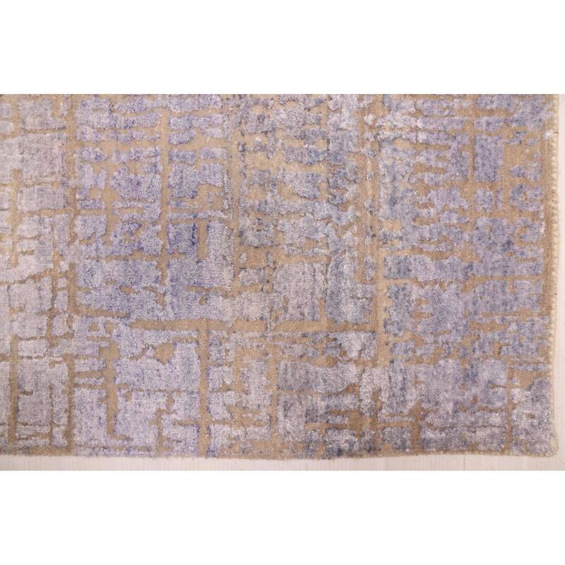 ECARPETGALLERY Hand-knotted Legacy Slate Blue Silk, Wool Rug - 2'7 x 12'3