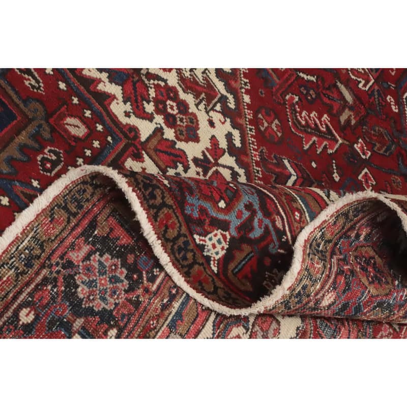 Hand Knotted Oriental 100% Wool Carpet Traditional Medallion Red Heriz Area Rug - 10' 9'' X 8' 9''