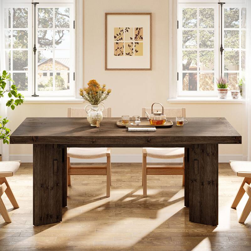 63" Solid Wood Rectangular Dining Table, Kitchen Dinner Table for Dining/Living Room Kitchen