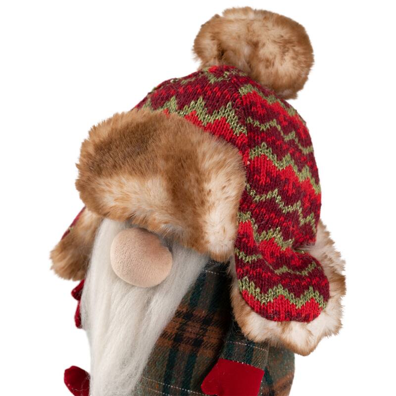 Gnome with Knitted Trapper Hat Christmas Figure - 7.75"
