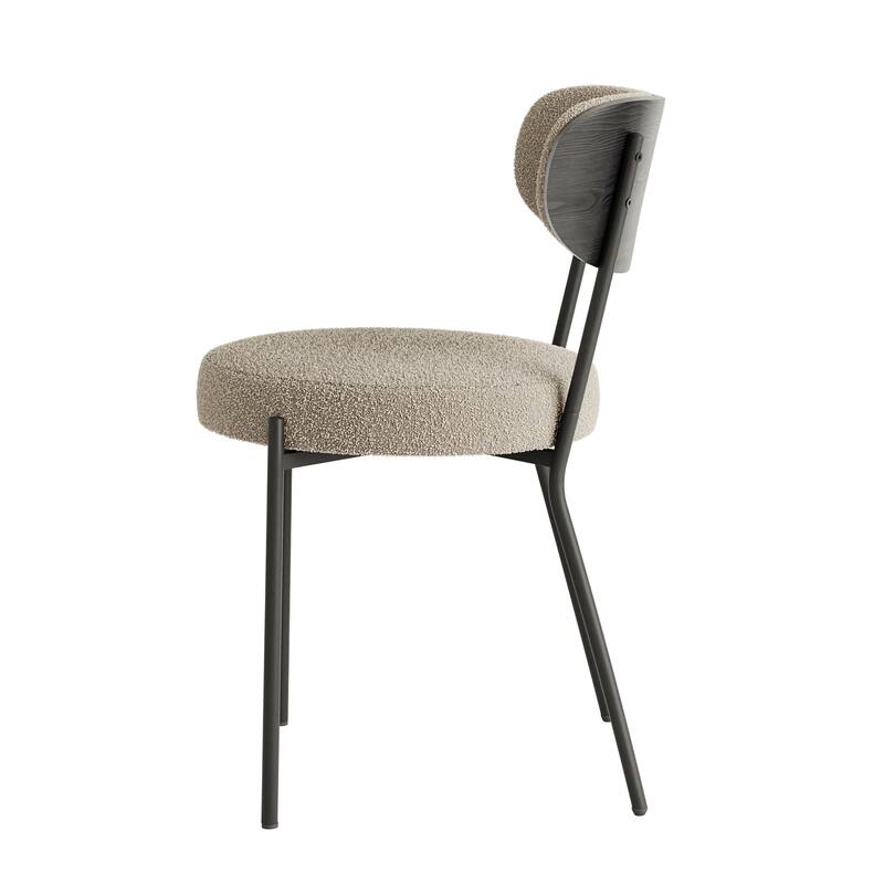 Teddy 2 Piece Kitchen Dining Chair Set with Cushions, Black Metal Legs, Soft Back for Dining Room Kitchen Living Room Bedroom