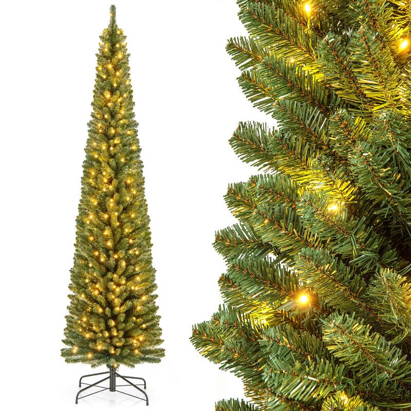 Gymax 6/7/8 FT Pencil Christmas Tree w392/523/671 Memory Wire Branch - See Details - 8 Foot