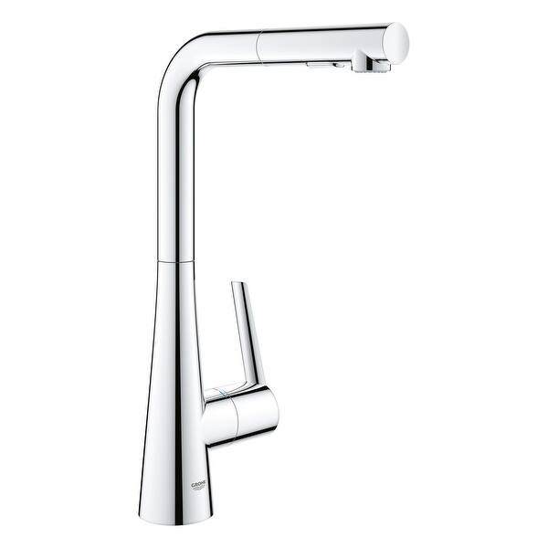 slide 2 of 12, Grohe Zedra 1.75 GPM Single Hole Pull Out Kitchen Faucet with SilkMove Starlight Chrome