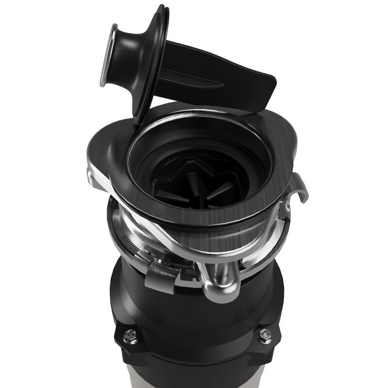 1/3 HP Continuous Feed Garbage Disposal for Kitchen Sinks with Power Cord and Accessories Included - Black and Grey