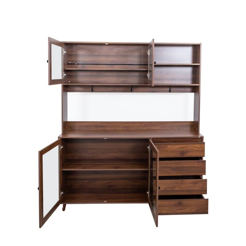 Freestanding Kitchen Pantry Kitchen Hutch Cabinet with Doors and Drawers