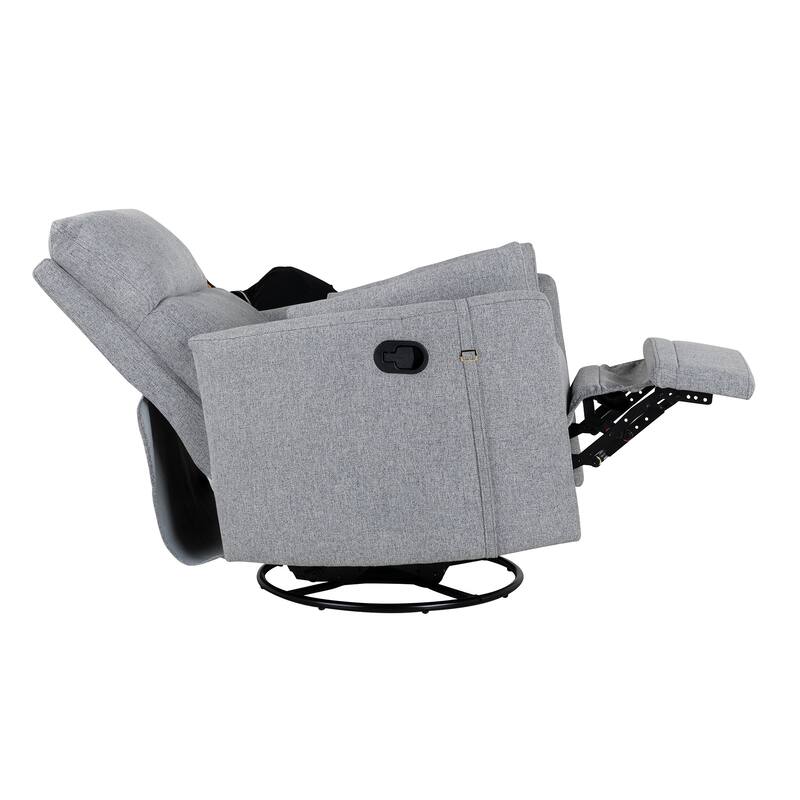 Beige Upholstered Swivel Rocker Recliner Chair with Manual Adjustment, 360° Swivel, and Two Removable Pillows