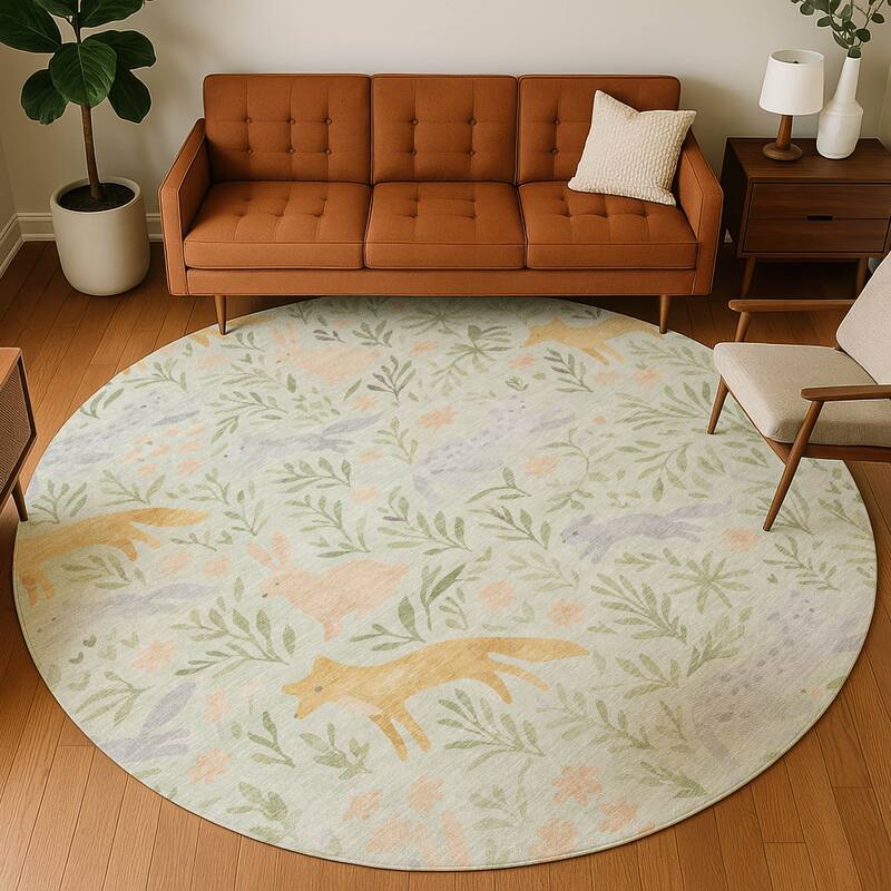 Machine Washable Indoor/ Outdoor Whimsy Foxy Chantille Rug