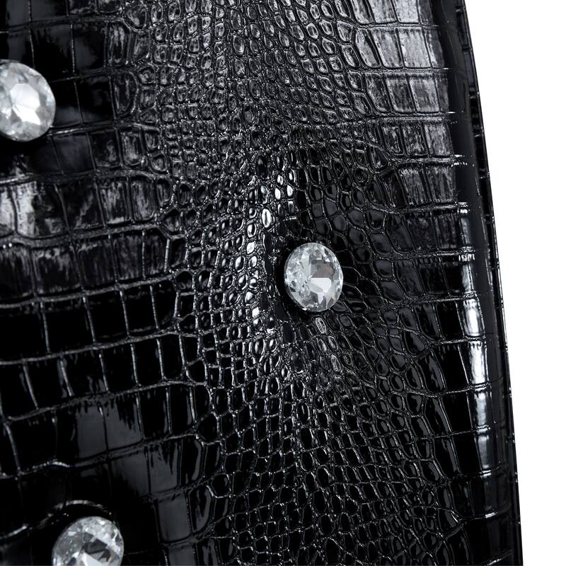 Set of 4, Retro alligator skin Upholstered dining chairs,with Crystal buckle design and Faux Leather design