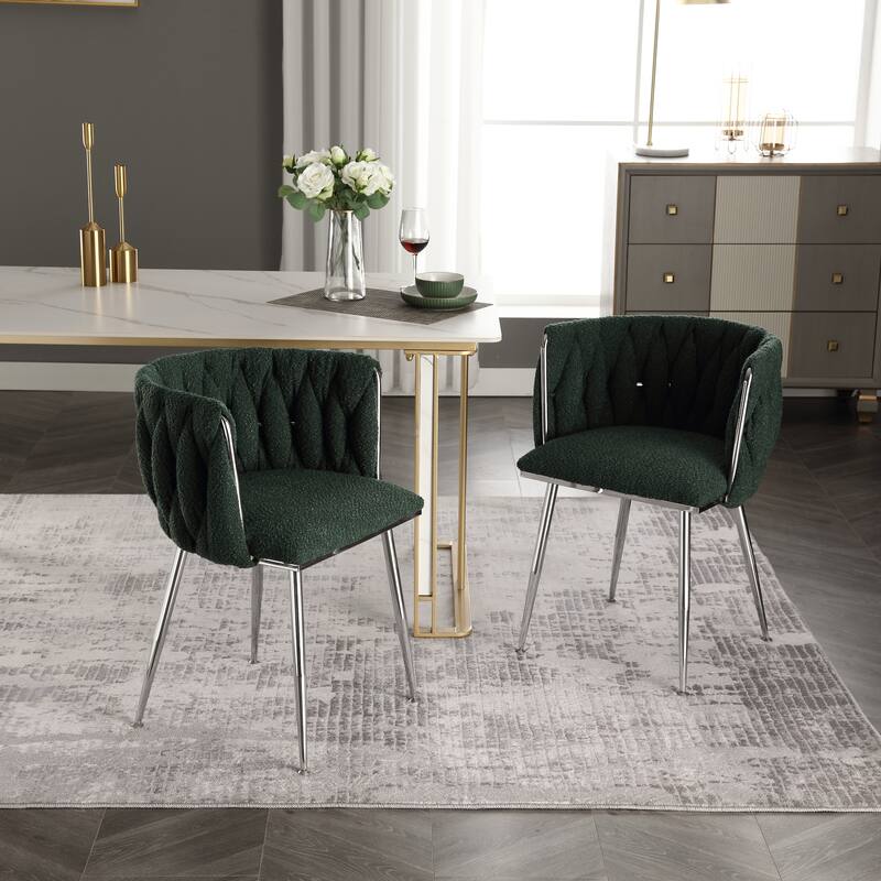 Leisure Velvet Dining Chairs With Metal Feet 2PC/SET