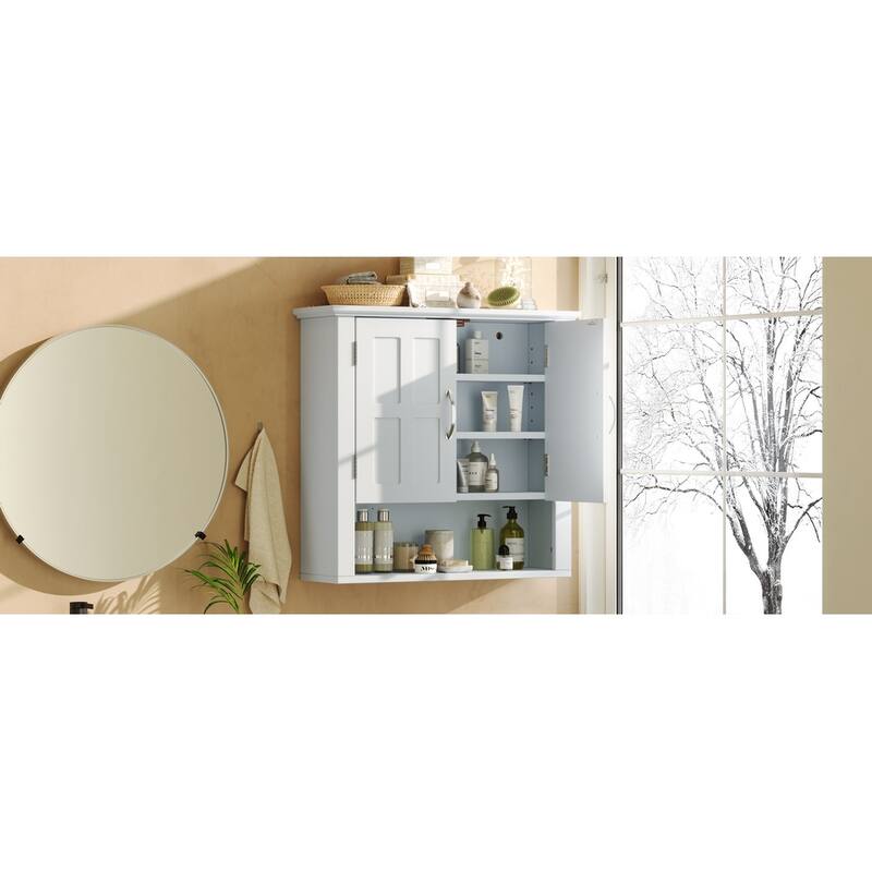 Bathroom Wall Storage Cabinet, Multi -functional Wall Mounted Cabinet with Adjustable Shelves, Medicine Cabinet