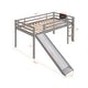 preview thumbnail 3 of 25, Twin Size Loft Bed Wood Kids Bed Frame with Ladder, Slide & Chalkboard