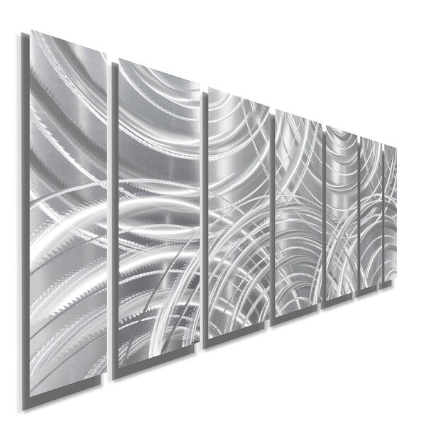 ULTRA MODERN Metal Wall Art 5 Panels Abstract Silver SIGNED ART Decor  Jon Allen 