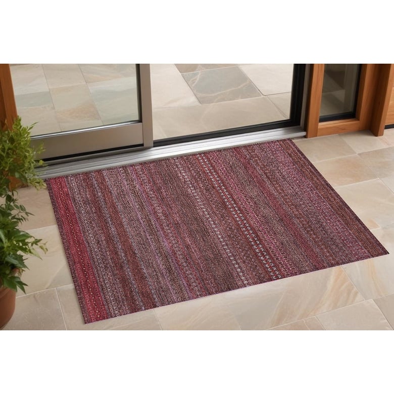 Alvaso Stripe Weather Resistant Blended Style Outdoor Rug