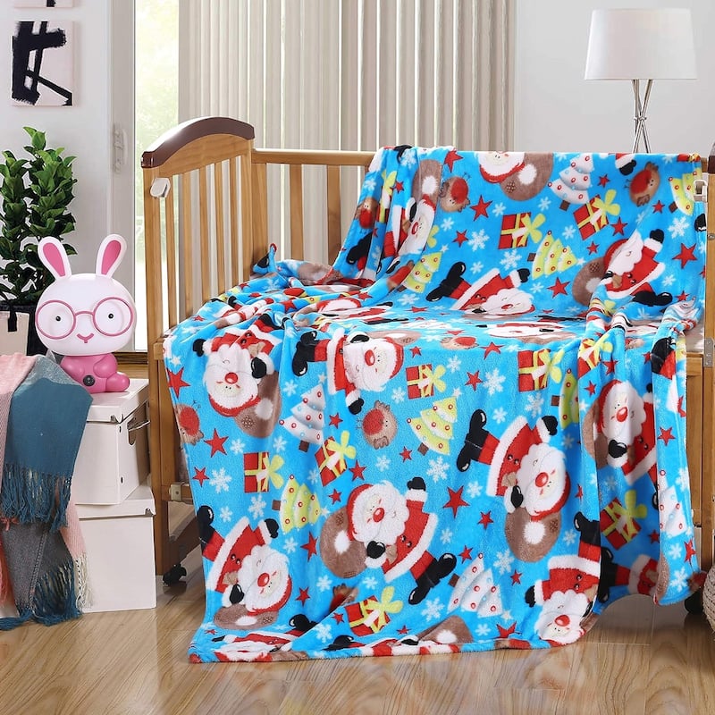 Velvet Touch Holiday Throw Fleece Blanket (50" x 60") - Santa Claus - Christmas Throw Blanket