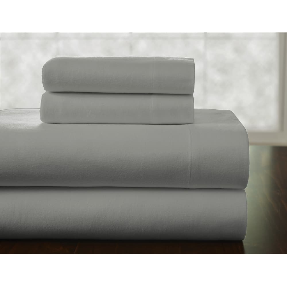 Pointehaven 175 GSM Cotton Flannel Bed Sheet Set with Oversized Sheets