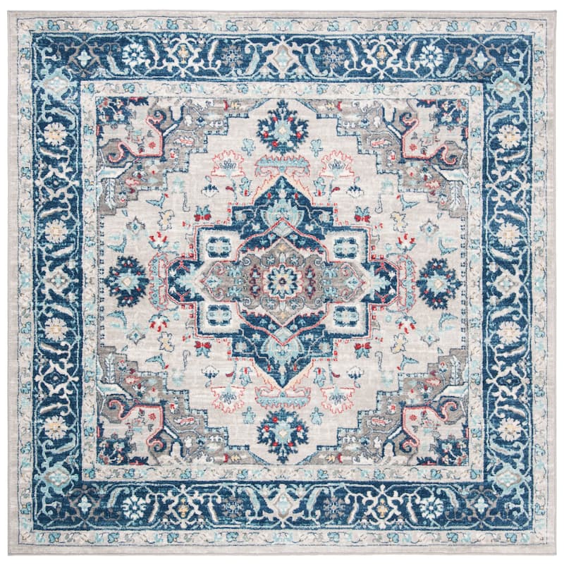 SAFAVIEH Brentwood Essie Traditional Light Grey / Blue Rug - 6'7" Square
