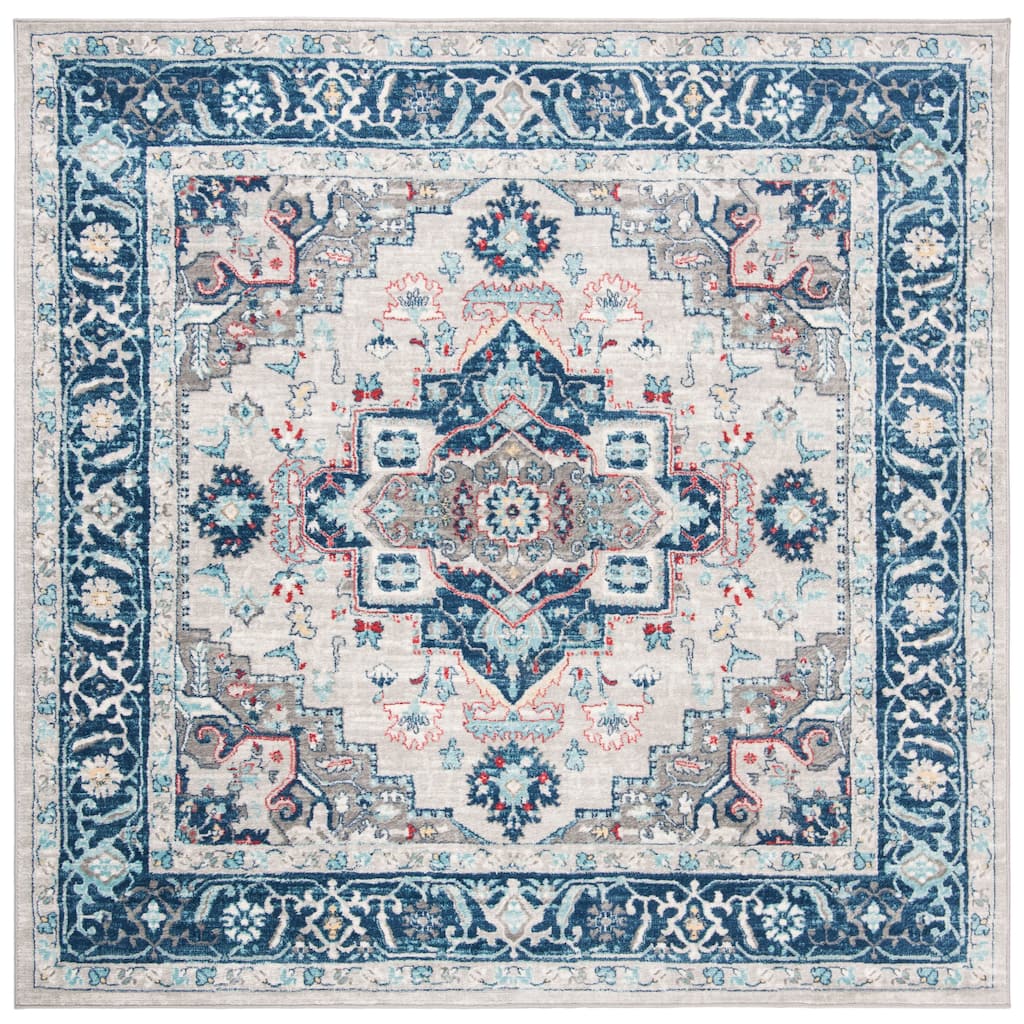 SAFAVIEH Brentwood Essie Traditional Light Grey / Blue Rug - 6'7" Square