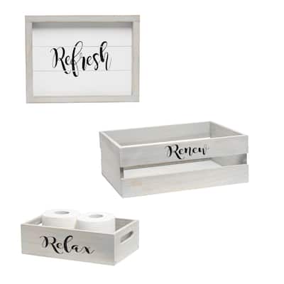 Elegant Designs Three Piece Decorative Wood Bathroom Set