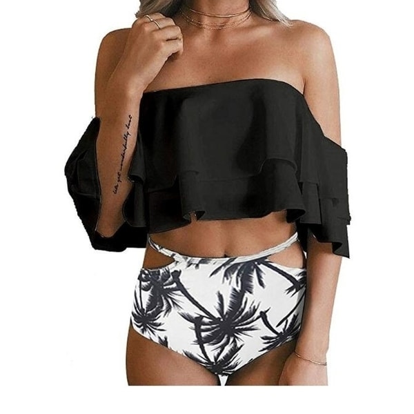 two piece off shoulder swimsuit