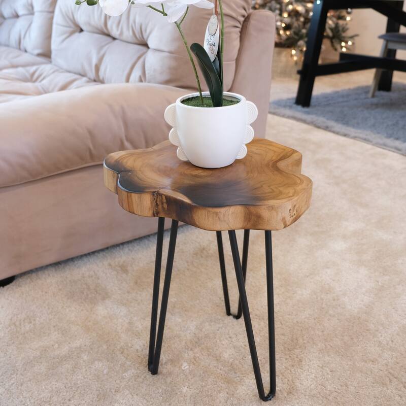 Greenage Solid Wood Teak Live Edge Natural Cut Coffee Table