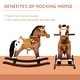preview thumbnail 7 of 9, Kids Metal Plush Ride-On Rocking Horse Chair Toy With Realistic Sounds - Dark Brown/White