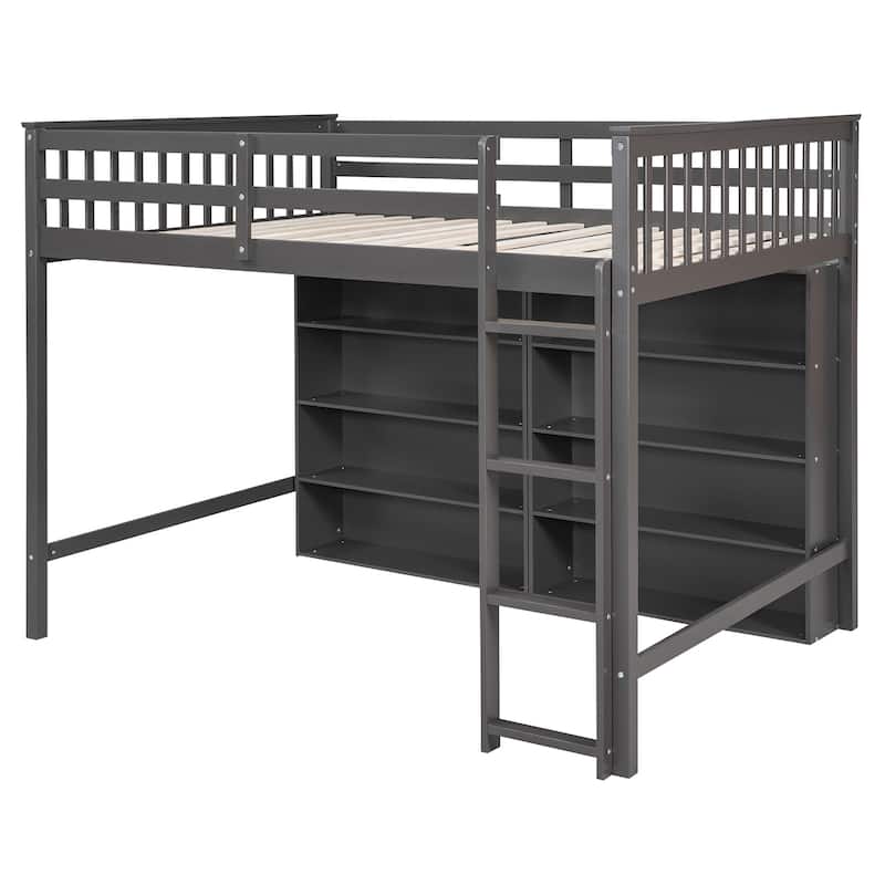 Full Loft Bed with Storage Shelves