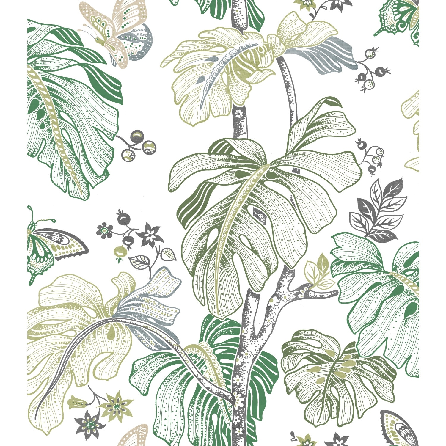RoomMates Green & Grey Boho Palm Peel and Stick Wallpaper