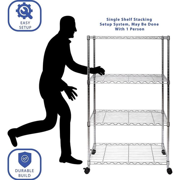 4-Tier Wire Shelving Storage Unit Adjustable Shelves Organizer Rack