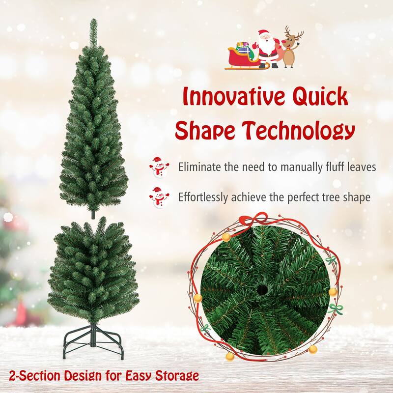 Gymax 5/6 FT Pencil Christmas Tree Artificial Xmas Tree w/ 295/392 - See Details
