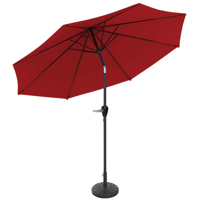 Pure Garden 10-Foot Outdoor Tilting Patio Umbrella with Base - Red