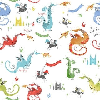 Galerie Wallcoverings Tiny Tots 2 Dragons Non-woven Matte Wallpaper Roll