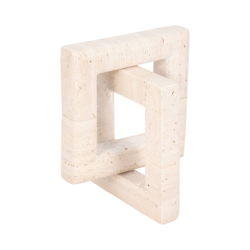 Sagebrook Home Hulsey 16" Square Travertine Beige Links, 10"H - 16" x 10" x 10"