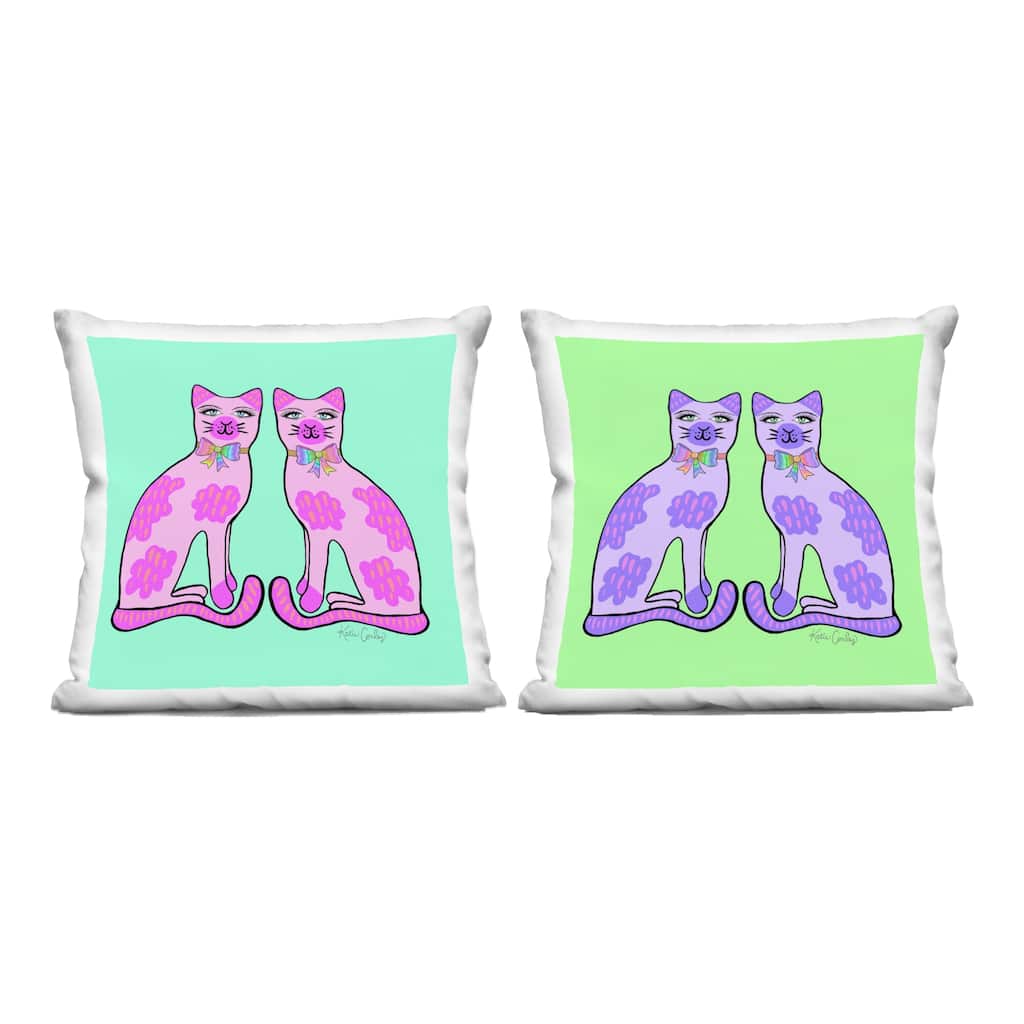 Stupell Funky Whimsy Cat Pairs Decorative Printed Throw Pillow Design by Katie Conley (Set of 2)