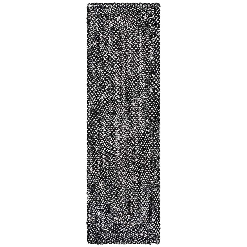 SAFAVIEH Georgine Handmade Nanny Braided Bohemian Cotton Rug - 2'3" x 8' Runner - Black/Ivory