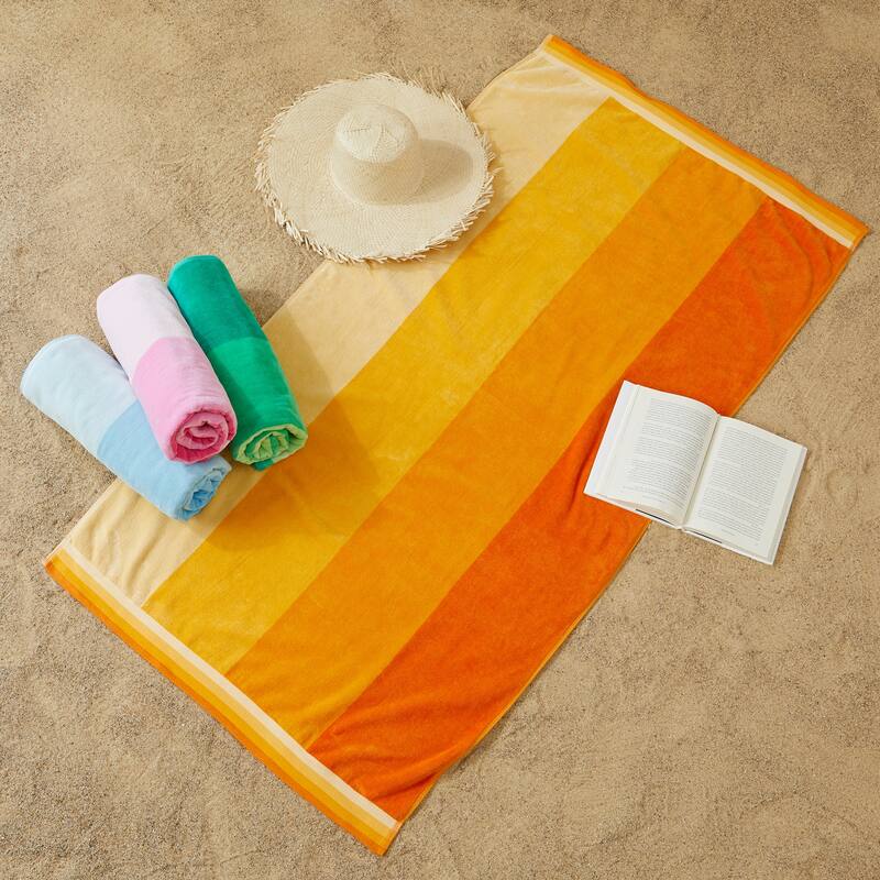 Luxurious Cotton Vibrant Colored Striped Beach Towel