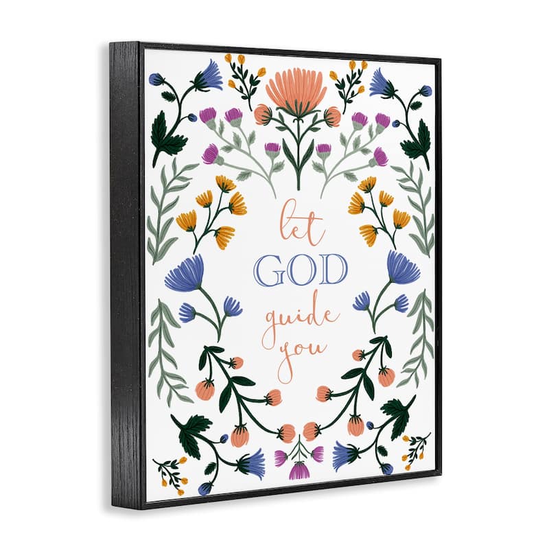Stupell Floral Let God Guide You Framed Giclee Art Design By Angel Nicole