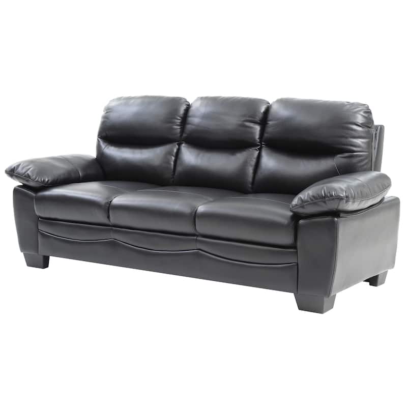Marta Faux Leather Sofa - Black