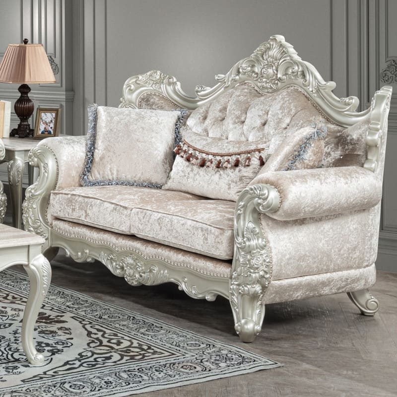 Best Master Furniture Cavari Champagne Pearl Traditional Loveseat