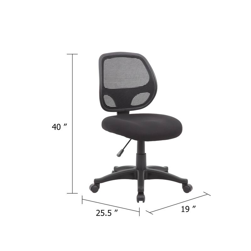 Maya Rolling Office Chair, Black Mesh, Foam Padding and Lumbar Support