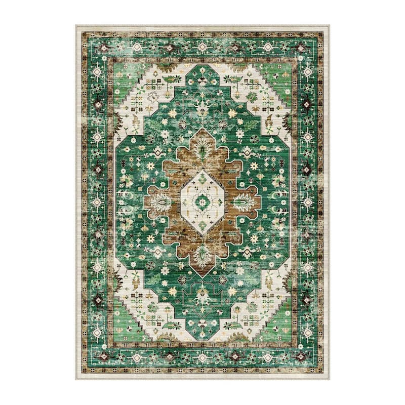 HomeRoots Medallion Traditional Rectangle Area Rug