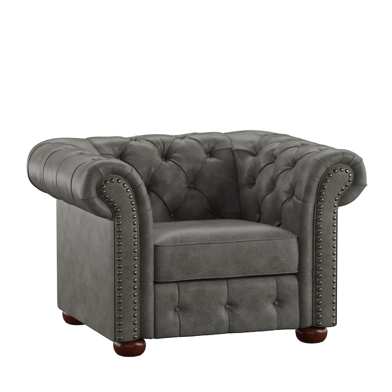 Knightsbridge Tufted Scroll Arm Chesterfield Chair by iNSPIRE Q Artisan