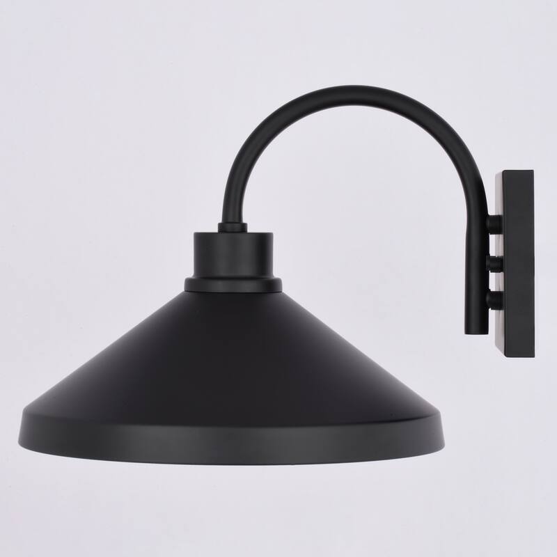 VAXCEL Highland Park Matte Black and White Outdoor Wall Sconce Light Fixture, Steel Shade with White Interior