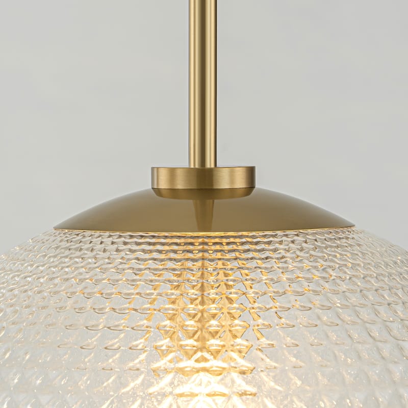 1-Light Modern Black/Gold Grid Textured Glass Pendant Kitchen Island Lights