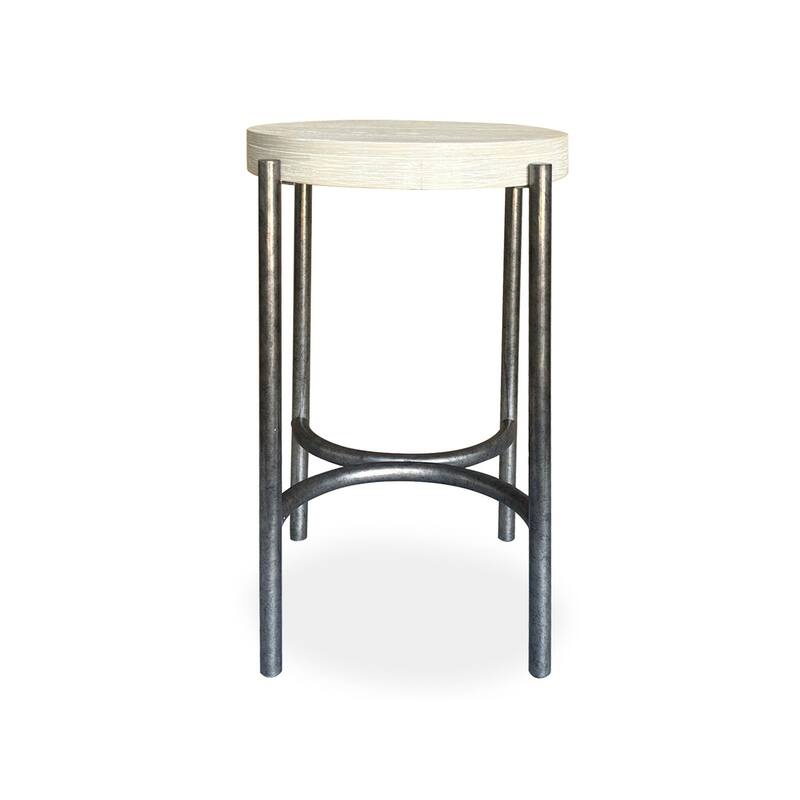 Magnussen Home Jennings Edgecomb Grey and Weathered Antique Nickel Round Accent Table - 18''W x 18''D x 26''H